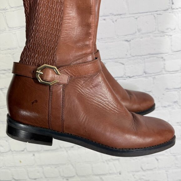 Cole Haan Riding Knee High Boots Size 9.5B Brown Equestrian Buckle Quiet Luxury - Picture 15 of 16